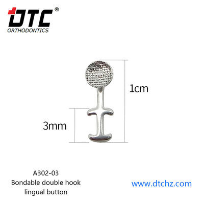 Dentiste orthodontique en acier inoxydable double crochet et bouton de la langue