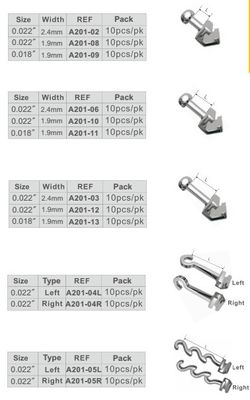 0.018'/0.022' DTC Orthodontie dentaire Crochet en acier inoxydable à crochets courts Crochets longs ou en spirale