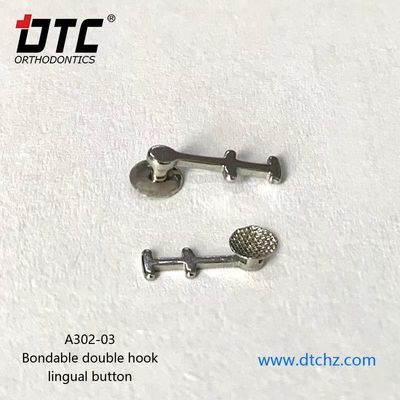 Dentiste orthodontique en acier inoxydable double crochet et bouton de la langue