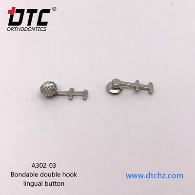 Dentiste orthodontique en acier inoxydable double crochet et bouton de la langue